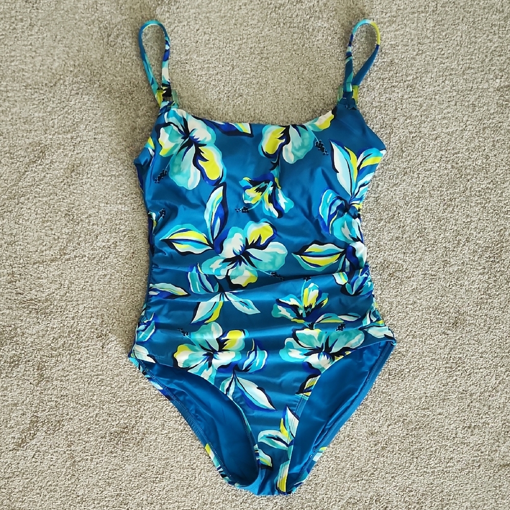La Blanca WomensFloral Blue and Yellow Swimsuit